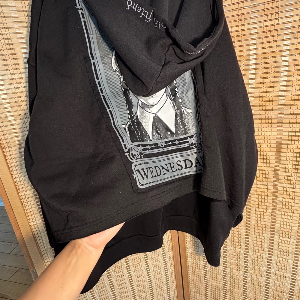 Wednesday Split Window oversized black Hoodie swe… - image 8